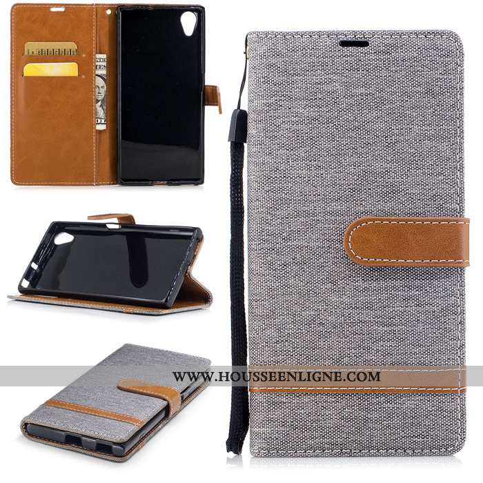 Coque Sony Xperia Xa1 Plus Silicone Protection Housse Bordure Cuir Téléphone Portable Bleu