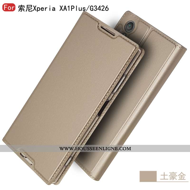 Coque Sony Xperia Xa1 Plus Tendance Cuir Tout Compris Étui Mode Personnalité Téléphone Portable Doré