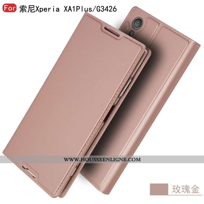 Coque Sony Xperia Xa1 Plus Tendance Cuir Tout Compris Étui Mode Personnalité Téléphone Portable Doré