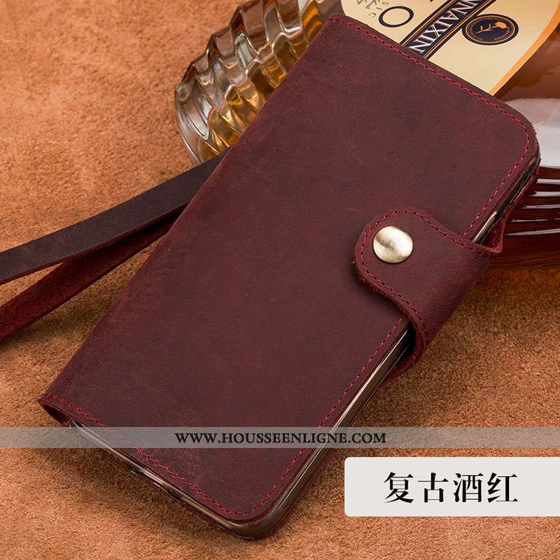 Coque Sony Xperia Xa1 Protection Cuir Véritable Housse Étui Fluide Doux Vin Rouge Bordeaux