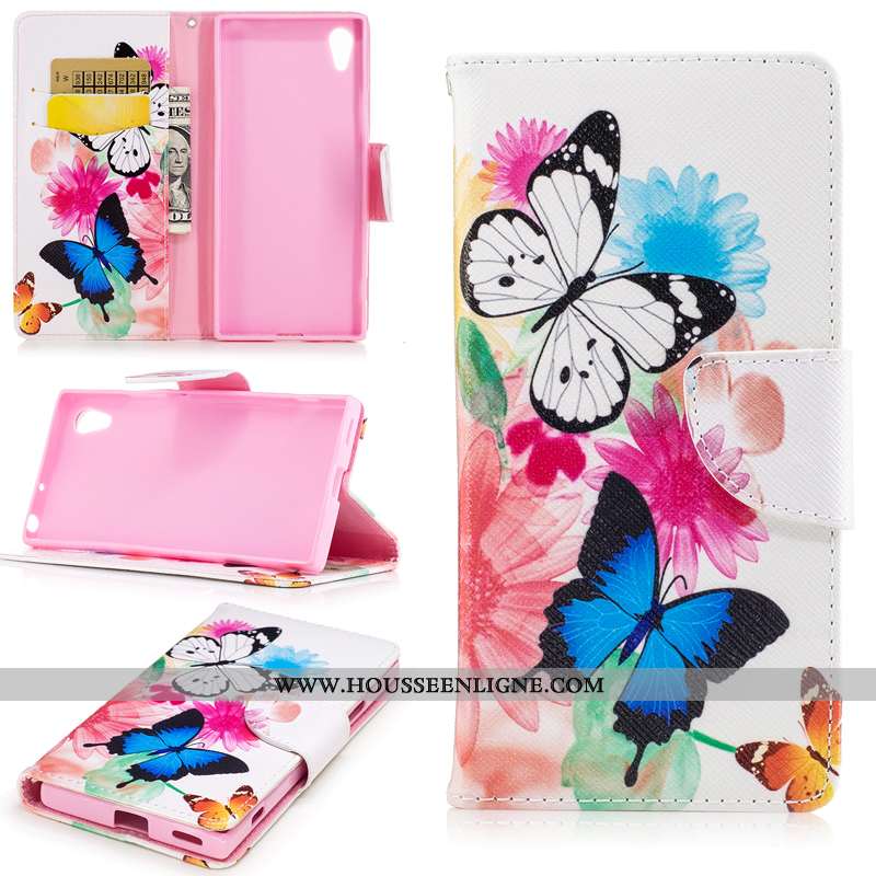 Coque Sony Xperia Xa1 Protection Portefeuille Téléphone Portable Housse Étui Blanc Blanche