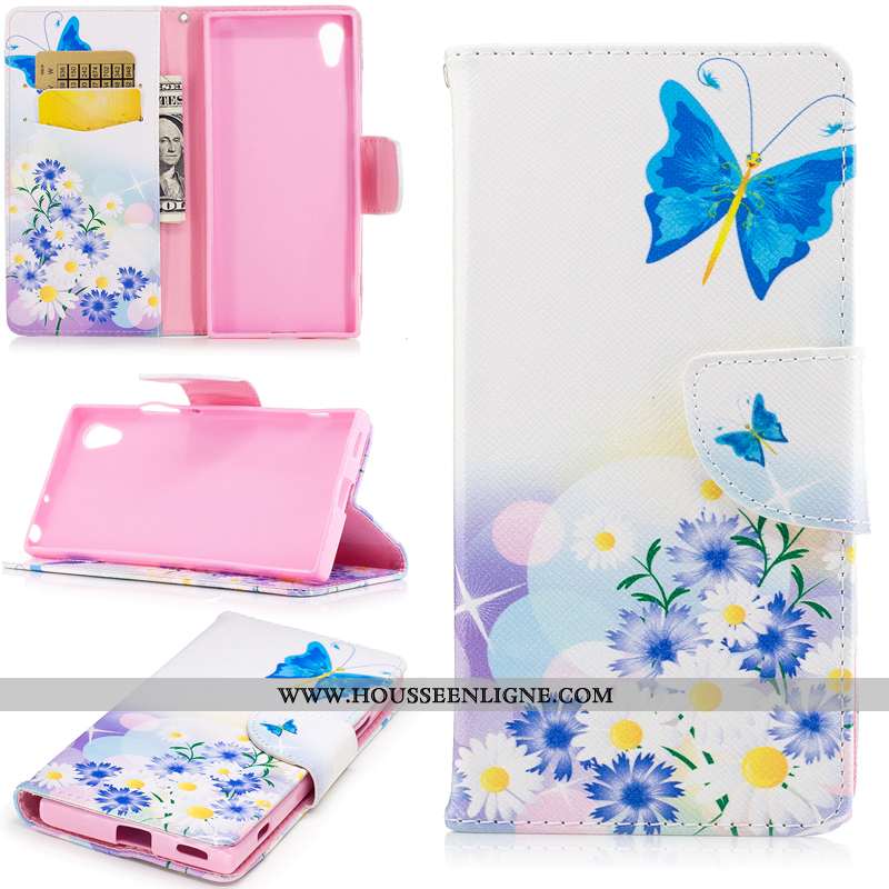 Coque Sony Xperia Xa1 Protection Portefeuille Téléphone Portable Housse Étui Blanc Blanche