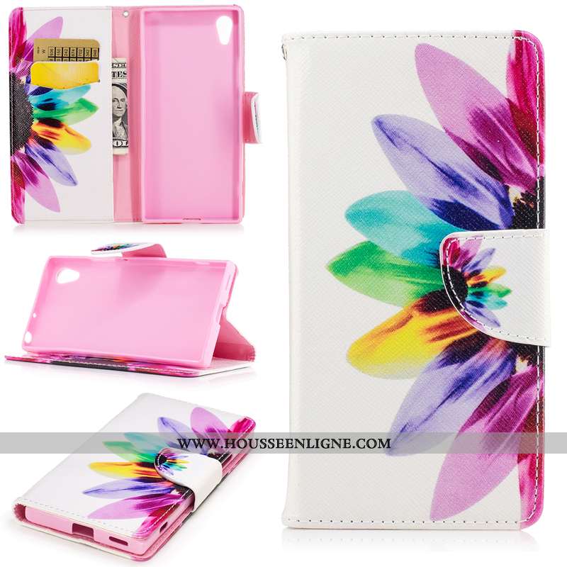 Coque Sony Xperia Xa1 Protection Portefeuille Téléphone Portable Housse Étui Blanc Blanche