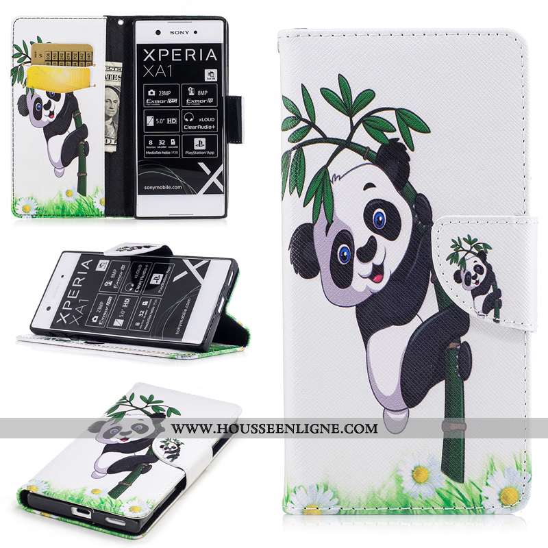 Coque Sony Xperia Xa1 Protection Portefeuille Téléphone Portable Housse Étui Blanc Blanche