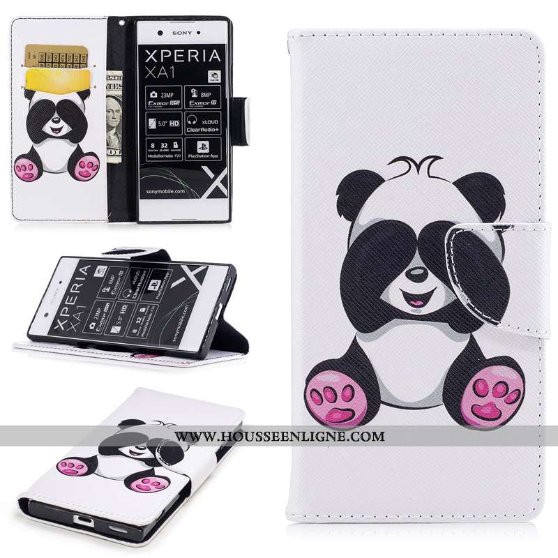 Coque Sony Xperia Xa1 Protection Portefeuille Téléphone Portable Housse Étui Blanc Blanche