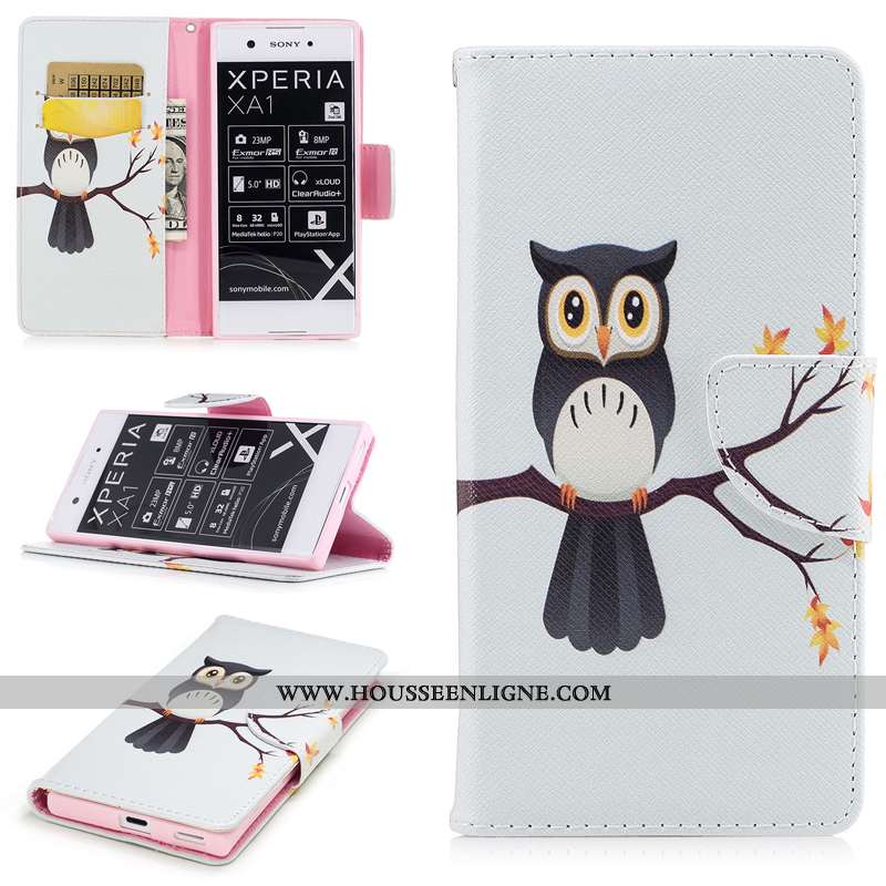 Coque Sony Xperia Xa1 Protection Portefeuille Téléphone Portable Housse Étui Blanc Blanche