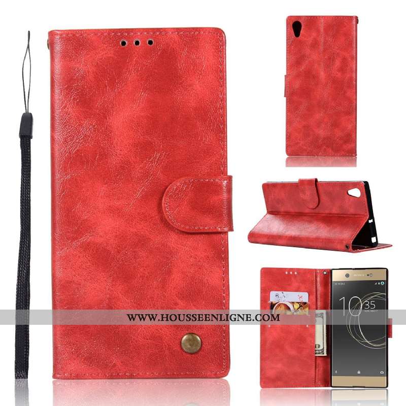 Coque Sony Xperia Xa1 Ultra Cuir Protection Tout Compris Incassable Rouge Étui