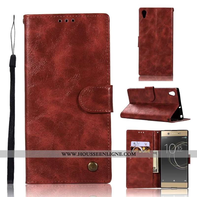 Coque Sony Xperia Xa1 Ultra Cuir Protection Tout Compris Incassable Rouge Étui