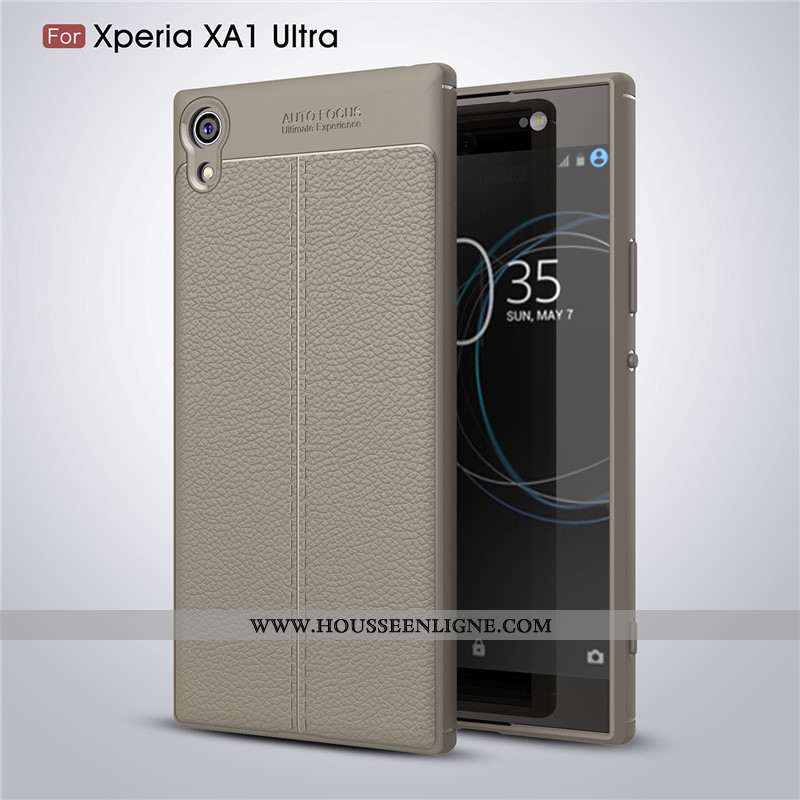 Coque Sony Xperia Xa1 Ultra Modèle Fleurie Fluide Doux Noir Protection Cuir Tout Compris