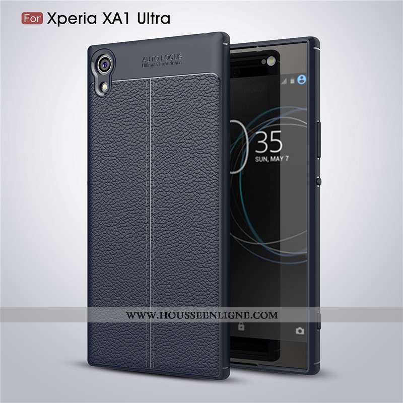 Coque Sony Xperia Xa1 Ultra Modèle Fleurie Fluide Doux Noir Protection Cuir Tout Compris