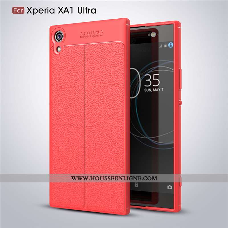 Coque Sony Xperia Xa1 Ultra Modèle Fleurie Fluide Doux Noir Protection Cuir Tout Compris