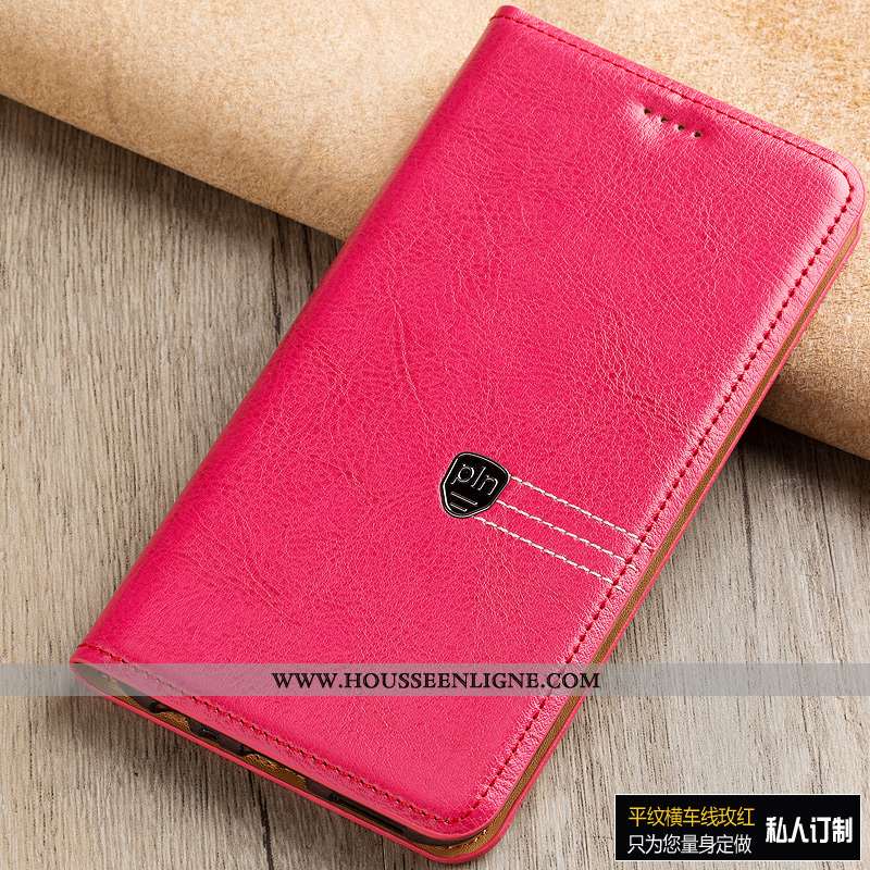 Coque Sony Xperia Xa1 Ultra Protection Cuir Véritable Étui Téléphone Portable Rouge Manuel Rose