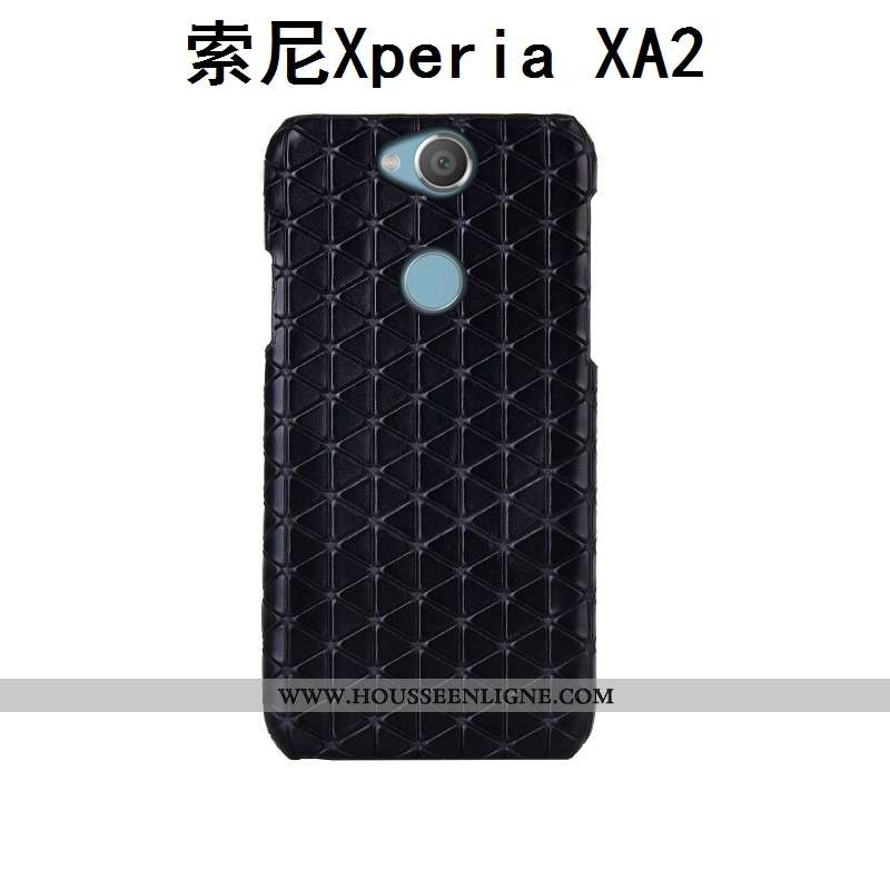 Coque Sony Xperia Xa2 Cuir Véritable Mode Couvercle Arrière Protection Plaid Personnalisé Luxe Marro