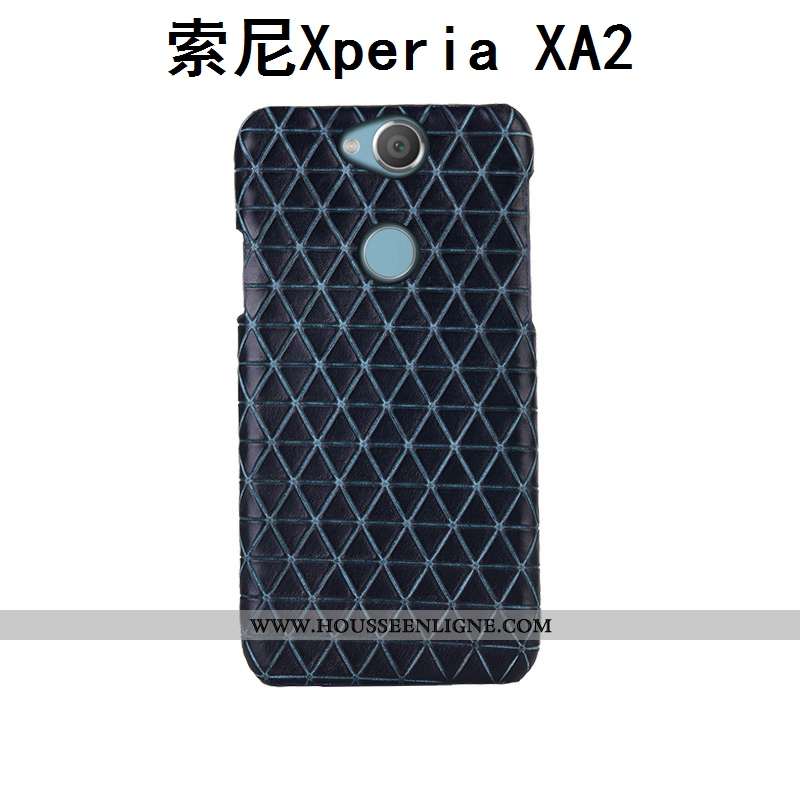 Coque Sony Xperia Xa2 Cuir Véritable Mode Couvercle Arrière Protection Plaid Personnalisé Luxe Marro