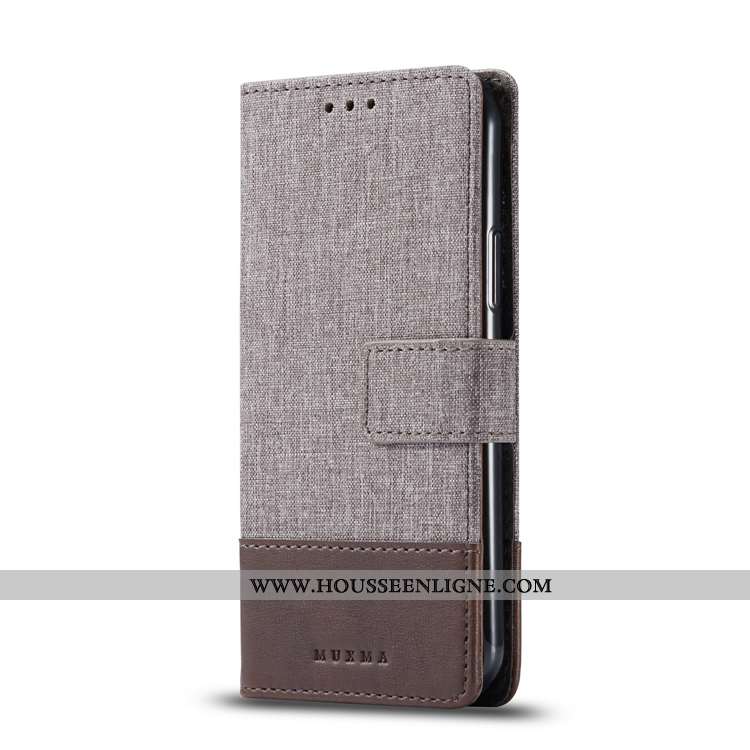 Coque Sony Xperia Xa2 Fluide Doux Protection Gris Étui Téléphone Portable Denim Modèle Fleurie