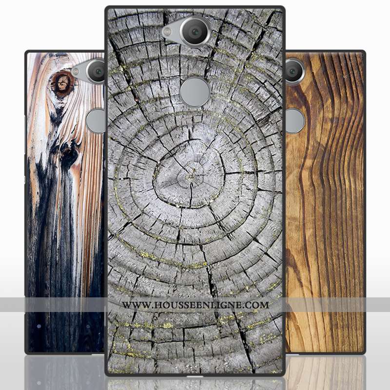 Coque Sony Xperia Xa2 Plus Protection En Bois Simple Vent Téléphone Portable Fluide Doux Étui Gris