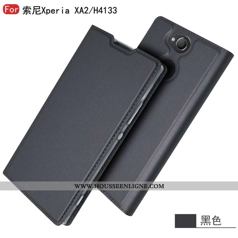 Coque Sony Xperia Xa2 Tendance Cuir Étui Nouveau Noir Téléphone Portable Business