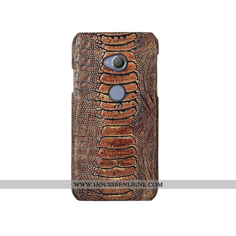 Coque Sony Xperia Xa2 Ultra Luxe Cuir Véritable Bovins Protection Étui Couvercle Arrière Cuir Khaki