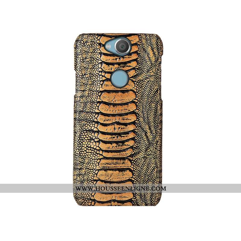 Coque Sony Xperia Xa2 Ultra Luxe Cuir Véritable Bovins Protection Étui Couvercle Arrière Cuir Khaki