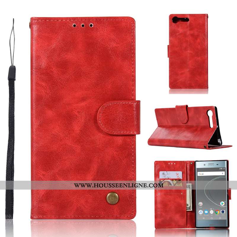 Coque Sony Xperia Xz Premium Portefeuille Cuir Téléphone Portable Carte Étui Support Vintage Gris