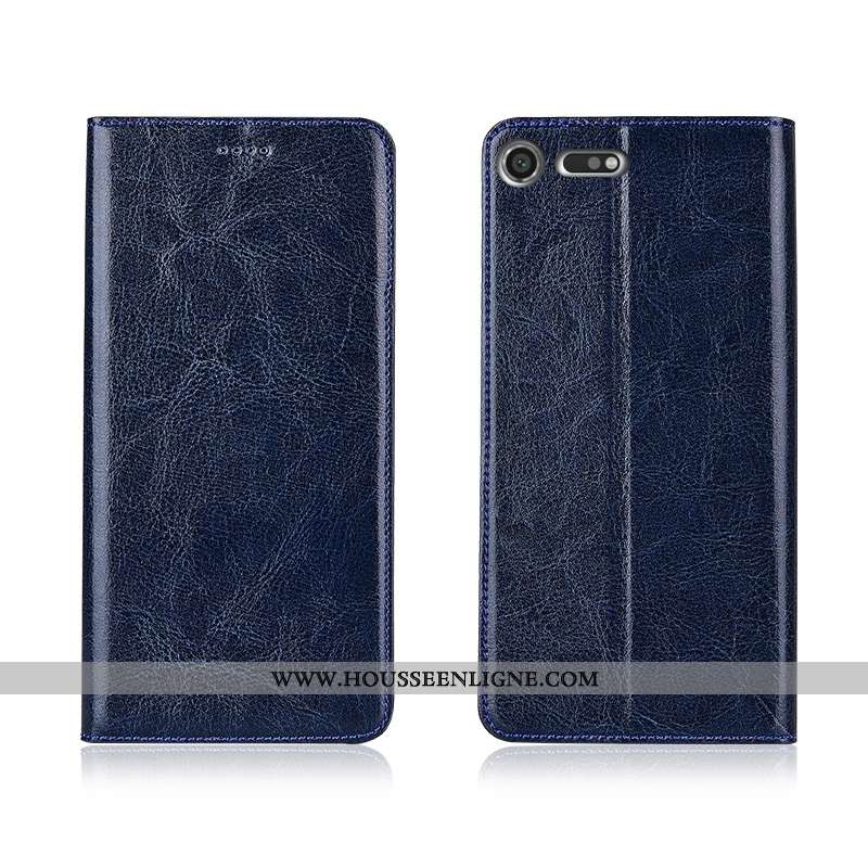 Coque Sony Xperia Xz Premium Protection Cuir Véritable Clamshell Nouveau Cuir Étui Marron