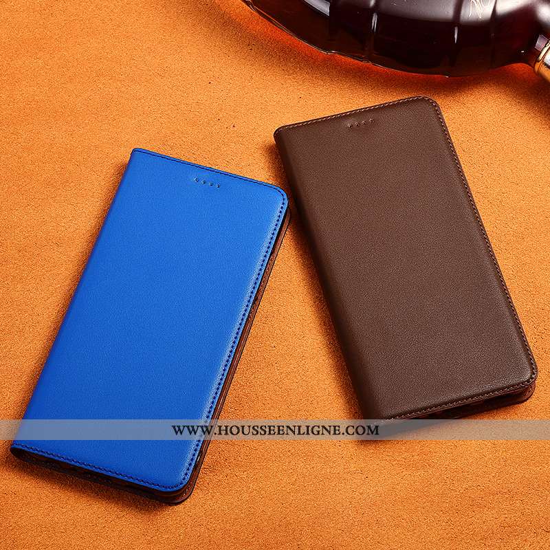 Coque Sony Xperia Xz1 Compact Fluide Doux Silicone Clamshell Nouveau Cuir Véritable Protection Bleu
