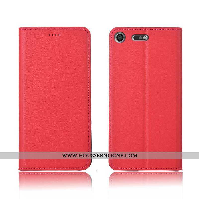 Coque Sony Xperia Xz1 Compact Fluide Doux Silicone Clamshell Nouveau Cuir Véritable Protection Bleu