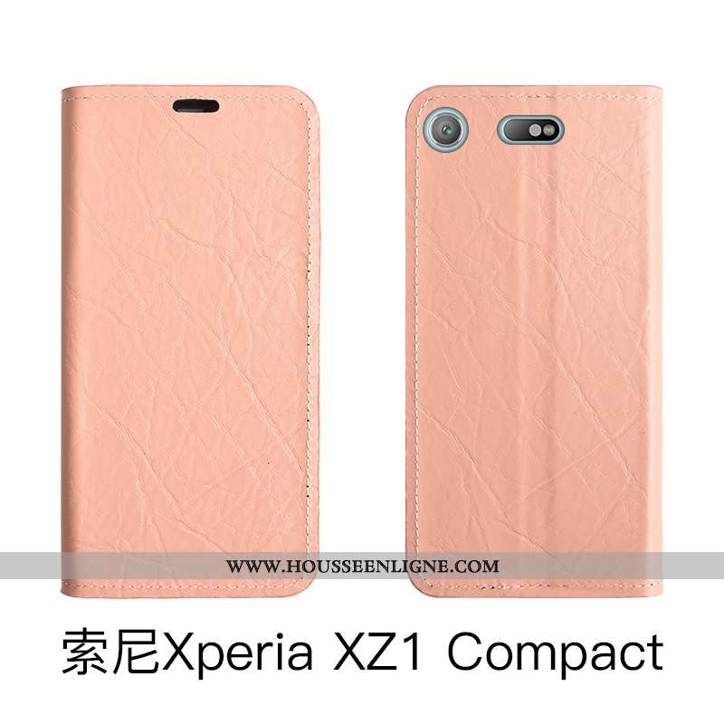 Coque Sony Xperia Xz1 Compact Légère Cuir Incassable Silicone Housse Protection Jours Rouge
