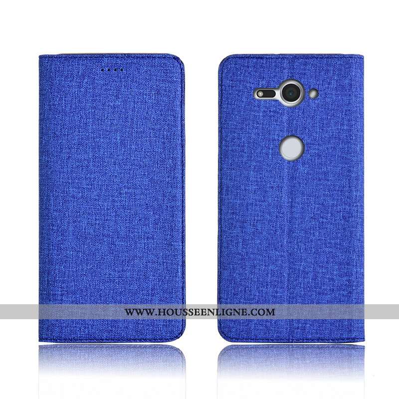 Coque Sony Xperia Xz2 Compact Cuir Fluide Doux Lin Clamshell Marron Téléphone Portable