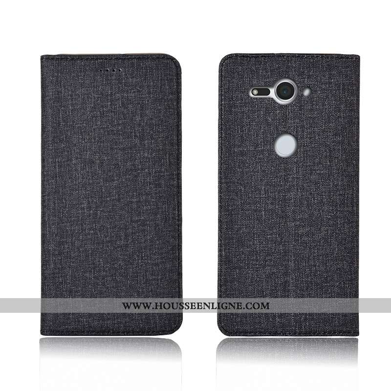 Coque Sony Xperia Xz2 Compact Cuir Fluide Doux Lin Clamshell Marron Téléphone Portable