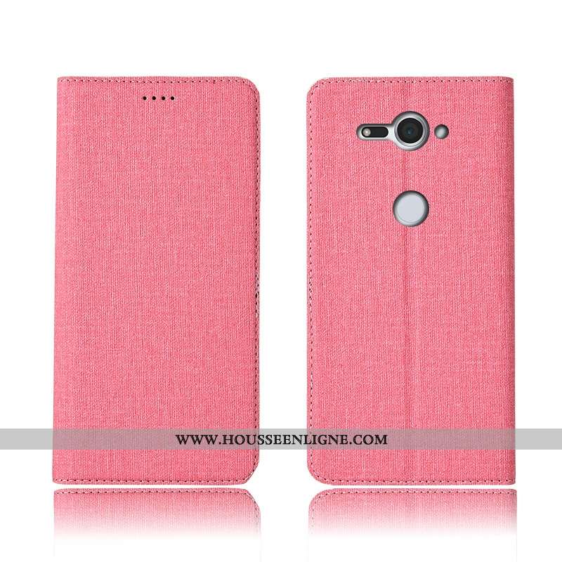 Coque Sony Xperia Xz2 Compact Cuir Fluide Doux Lin Clamshell Marron Téléphone Portable