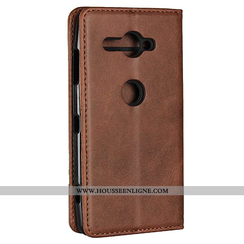 Coque Sony Xperia Xz2 Compact Cuir Protection Étui Noir Téléphone Portable