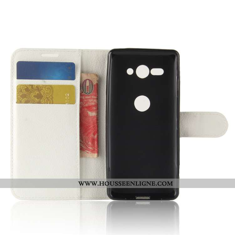 Coque Sony Xperia Xz2 Compact Protection Portefeuille Carte Cuir Étui Téléphone Portable Noir