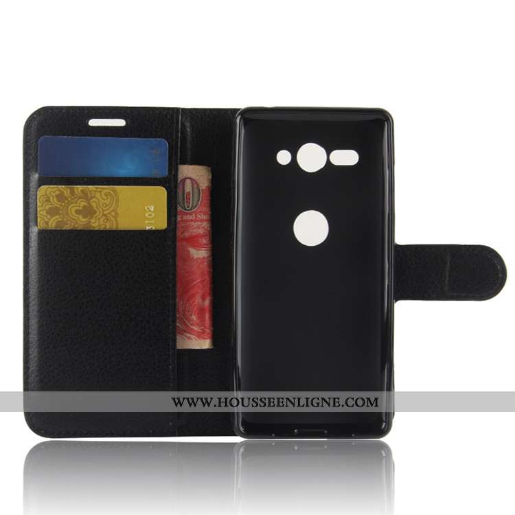 Coque Sony Xperia Xz2 Compact Protection Portefeuille Carte Cuir Étui Téléphone Portable Noir