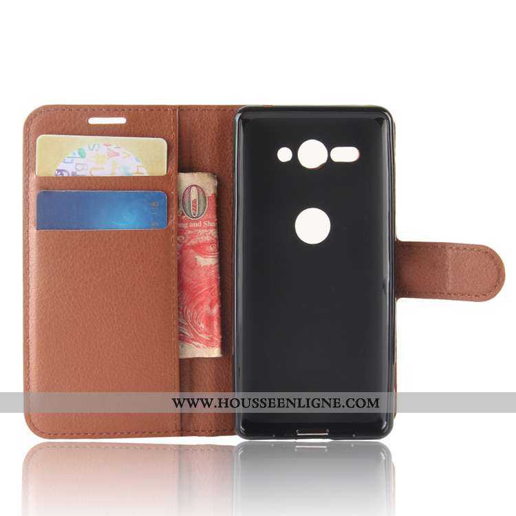 Coque Sony Xperia Xz2 Compact Protection Portefeuille Carte Cuir Étui Téléphone Portable Noir