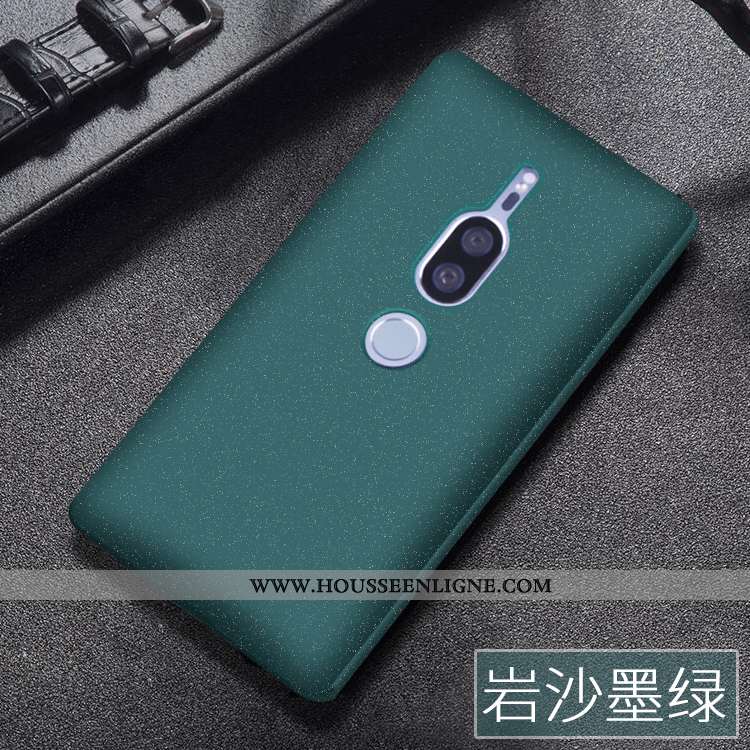 Coque Sony Xperia Xz2 Premium Délavé En Daim Vert Incassable Téléphone Portable Verte