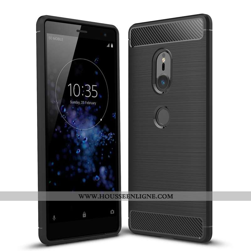 Coque Sony Xperia Xz2 Protection Modèle Fleurie Noir Étui Soie Silicone