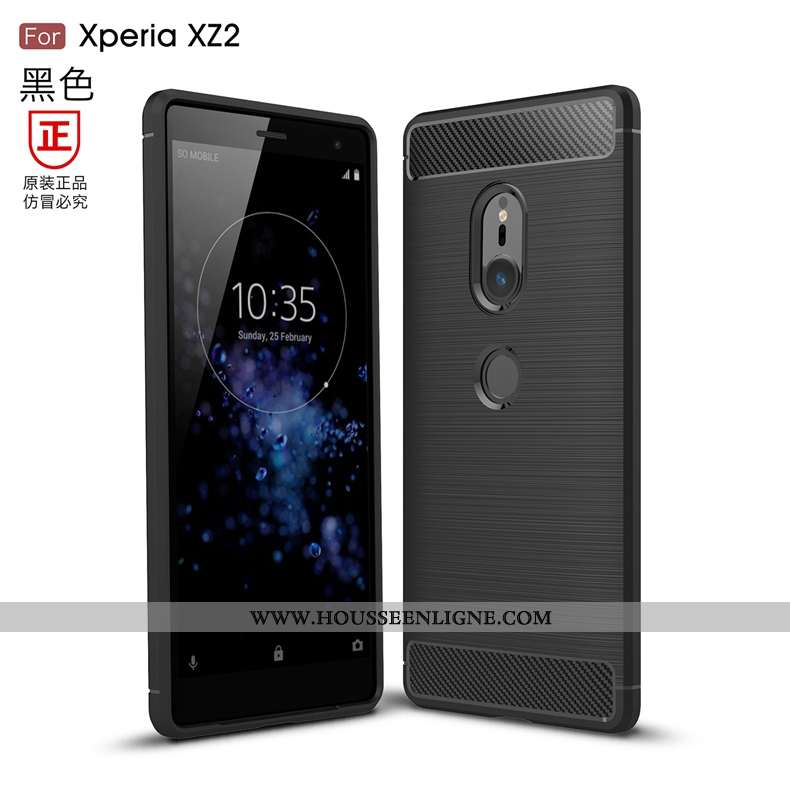 Coque Sony Xperia Xz2 Protection Modèle Fleurie Noir Étui Soie Silicone