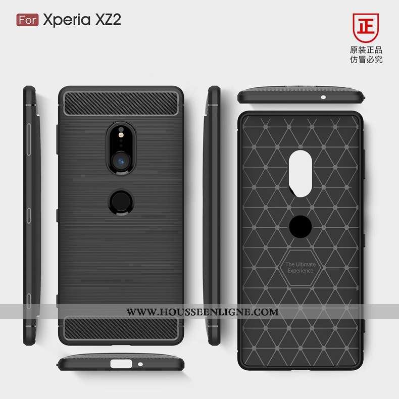 Coque Sony Xperia Xz2 Protection Modèle Fleurie Noir Étui Soie Silicone