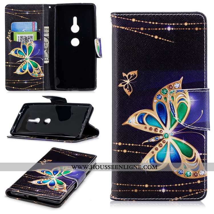 Coque Sony Xperia Xz2 Silicone Gaufrage Bleu Marin Incassable Cuir Tout Compris Étui Bleu Foncé