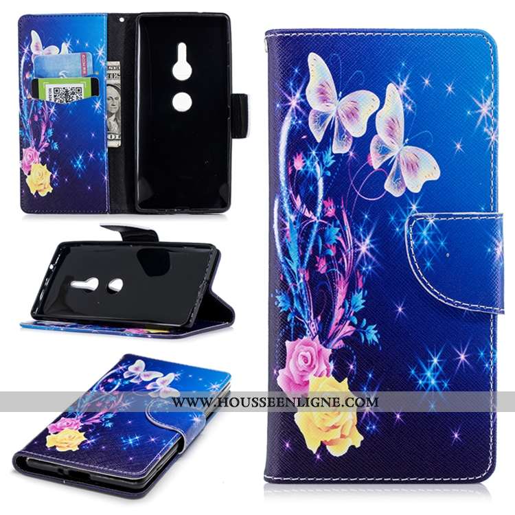Coque Sony Xperia Xz2 Silicone Gaufrage Bleu Marin Incassable Cuir Tout Compris Étui Bleu Foncé