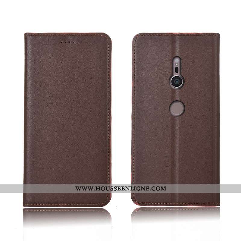 Coque Sony Xperia Xz3 Cuir Fluide Doux Téléphone Portable Incassable Clamshell Protection Véritable 