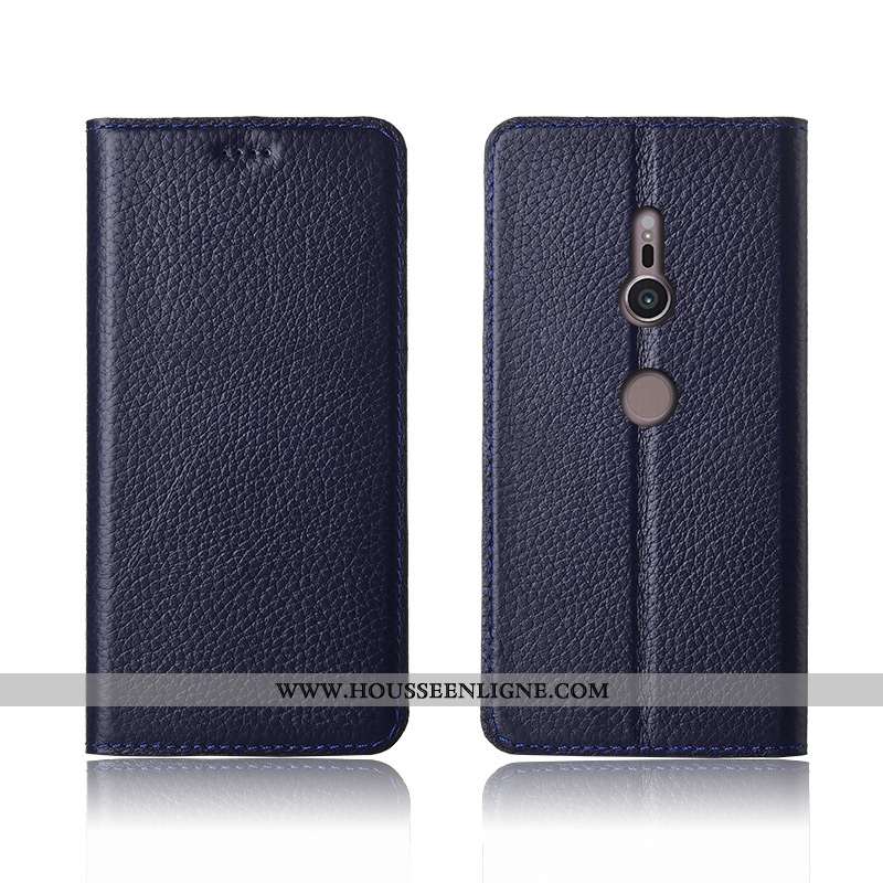 Coque Sony Xperia Xz3 Protection Cuir Véritable Cuir Étui Téléphone Portable Incassable Litchi Noir