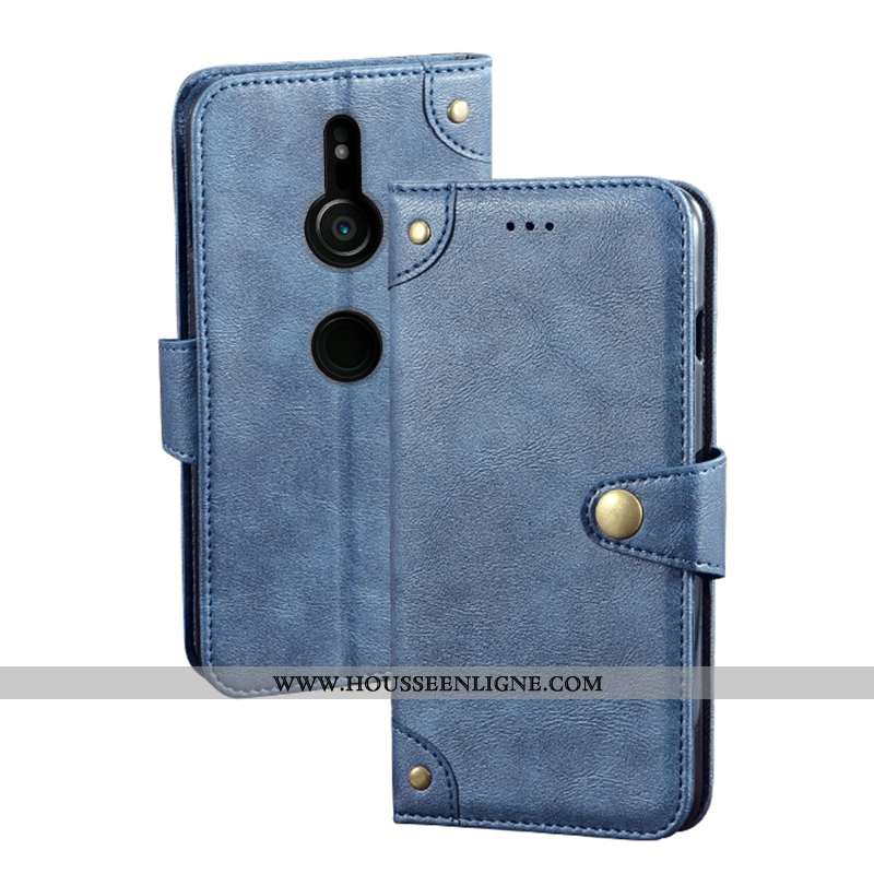 Coque Sony Xperia Xz3 Tendance Cuir Vintage Étui Protection Bordure Portefeuille Noir