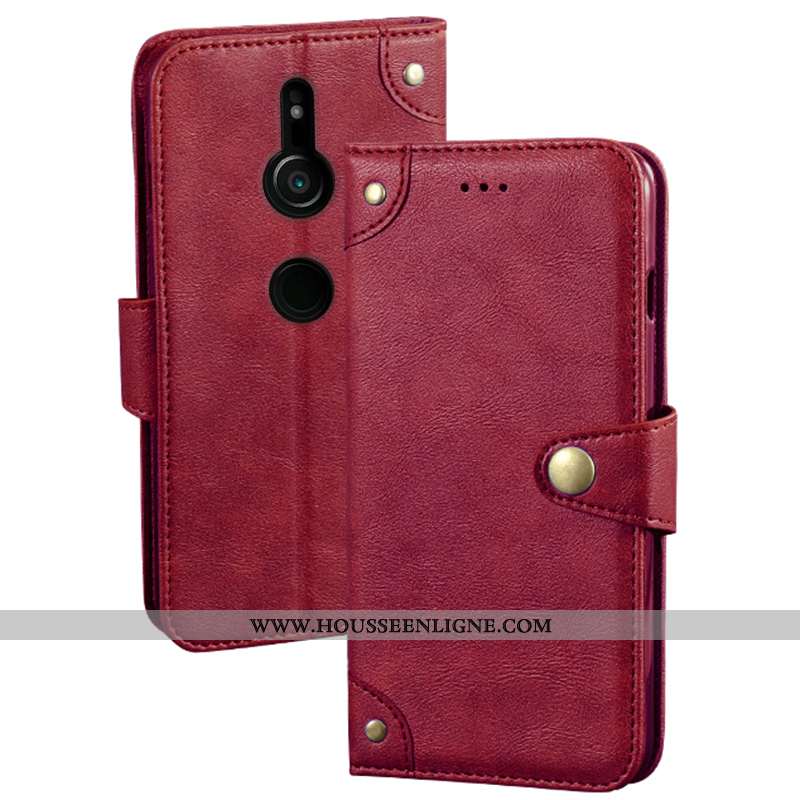Coque Sony Xperia Xz3 Tendance Cuir Vintage Étui Protection Bordure Portefeuille Noir