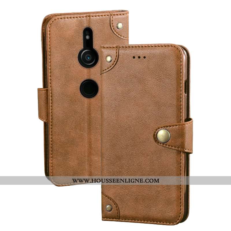 Coque Sony Xperia Xz3 Tendance Cuir Vintage Étui Protection Bordure Portefeuille Noir