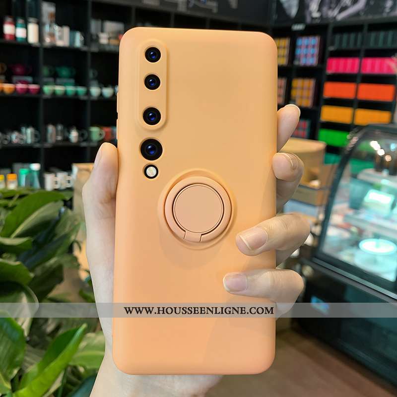 Coque Xiaomi Mi 10 Créatif Silicone Couleur Unie Jaune Étui Net Rouge