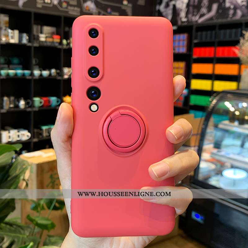 Coque Xiaomi Mi 10 Créatif Silicone Couleur Unie Jaune Étui Net Rouge