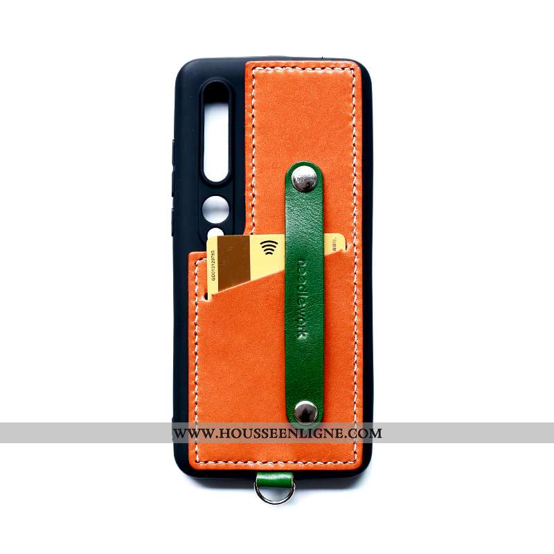 Coque Xiaomi Mi 10 Cuir Vert Téléphone Portable Étui Border Petit Verte