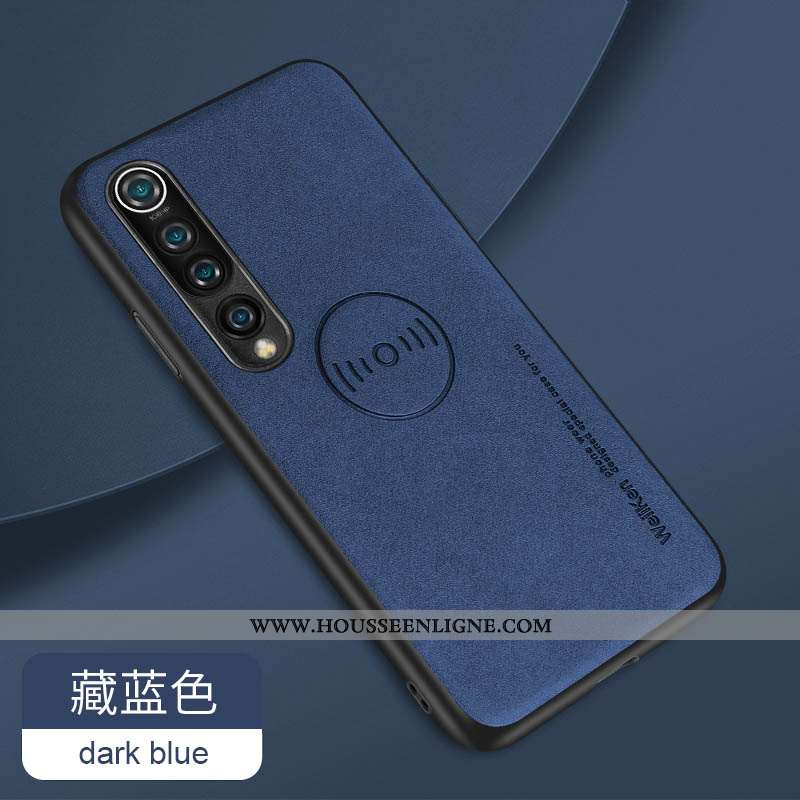Coque Xiaomi Mi 10 Fluide Doux Protection Métal Tout Compris Magnétisme Étui Bleu